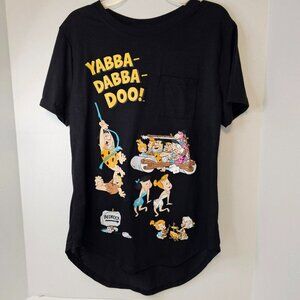 Hanna Barbera The Flintstones Juniors L (11-13) Black Graphic T-shirt Cartoon